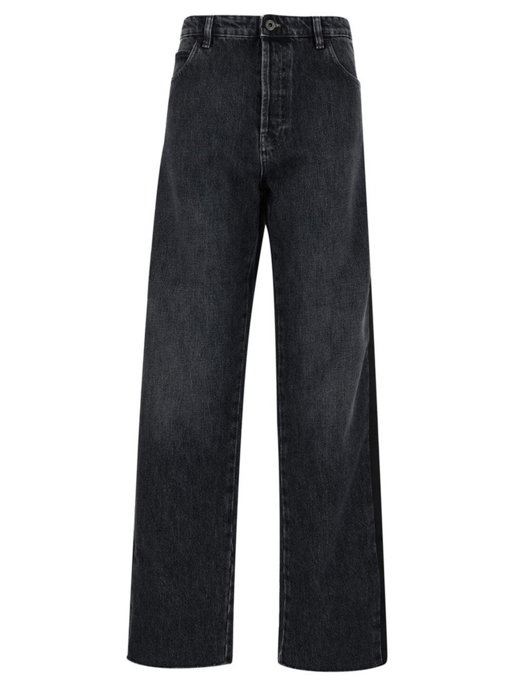 Miu Miu black tuxedo satin stripe button fly Jeans